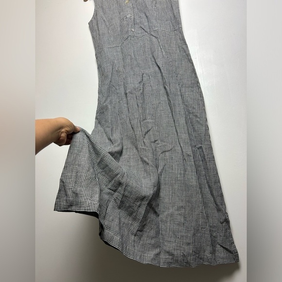 VTG Rafaella Y2K Size 8 100% Linen Checkered Black -White Cottage Holiday Edgy - Picture 5 of 15